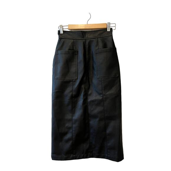 MOUSSY Vintage Black faux leather midi skirt - Picture 1 of 6